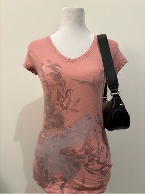 Pink Graphic V Neck Tee Fairy Grunge Y2K Cotton Top
